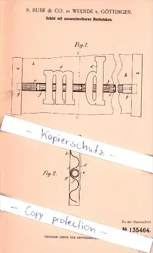 Original Patent - R. Rube & Co. in Weende b. Göttingen , 1902 , !!!