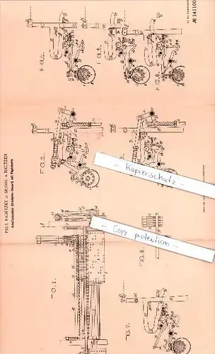 Original Patent - Paul Radetzky in Seidau b. Bautzen , 1901 , Schaftmaschine mit Papierkarte !!!