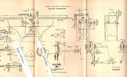 Original Patent - Laurent Martinier à Vinay , Isere , 1884 , Scie , Affutage des scies , menuiserie !!!