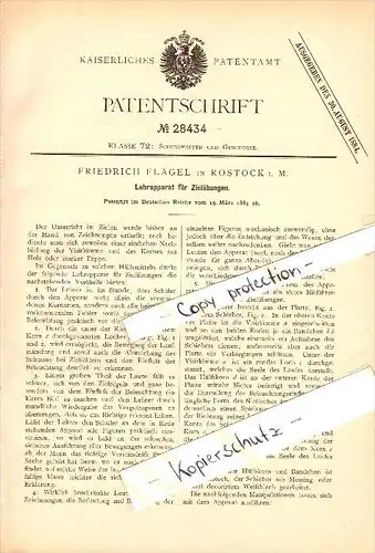 Original Patent - Friedrich Flägel in Rostock i. Mecklenburg , 1884 , Lehrapparat für Zielübungen , Schützenverein !!!
