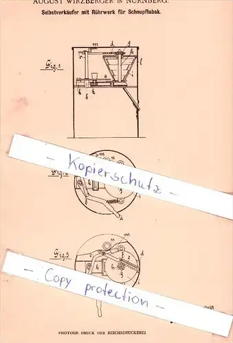Original Patent - August Wirzberger in Nürnberg , 1902 , Rührwerk für Schnupftabak !!!