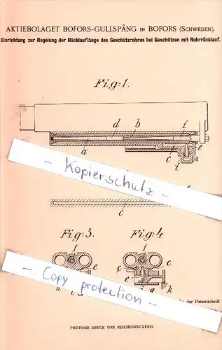 Original Patent - Aktiebolaget Bofors-Gullspang in Bofors , Schweden , 1902 , !!!