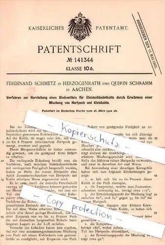 Original Patent - F. Schmetz in Herzogenrath und Q. Schramm in Aachen , 1902 , !!!