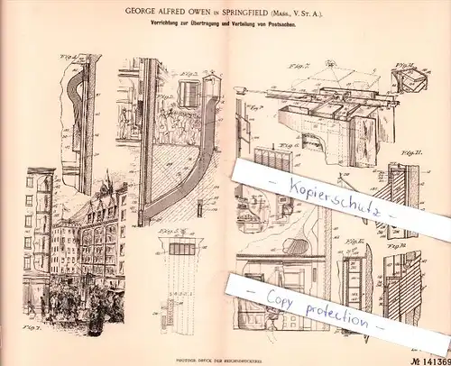 Original Patent - Post , Postverteiler-Zenrum , 1902 , George Alfred Owen in Springfield , USA !!