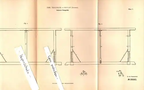 Original Patent - Emil Trachsler in Hallau , Schweiz , 1884 , Universal- Turngerät  , Turnen , Sport !!!