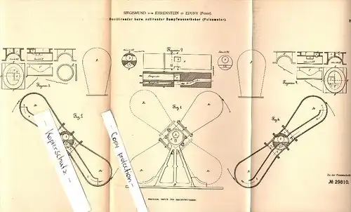 Original Patent - Siegismund von Ehrenstein in Zduny , 1884 , oszilierender Dampfwasserheber !!!