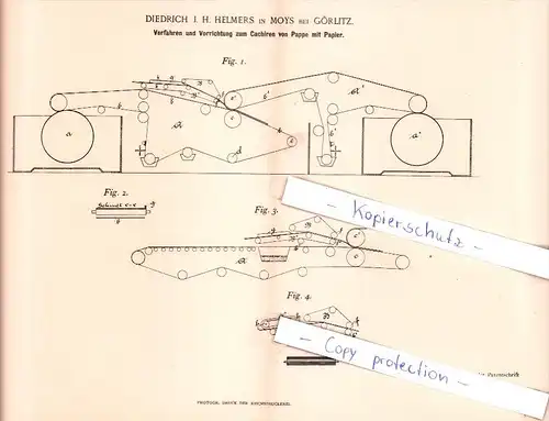 Original Patent - Diedrich J. H. Helmers in Moys bei Görlitz , 1893 , Ujazd !!!