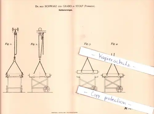 Original Patent - Dr. med. Schwarz und Grabo in Stolp , Pommern , 1893 , Kaldaunenwagen !!!