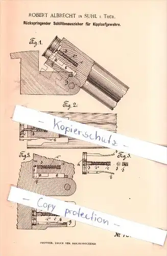 Original Patent - R. Albrecht in Suhl i. Thür. , 1894 , Schlittenaufzieher für Kipplaufgewehre !!!