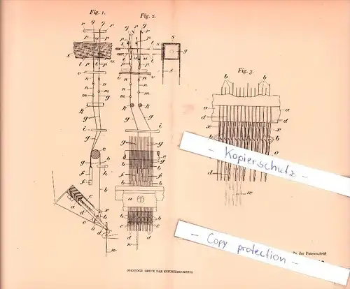 Original Patent - W. Barfuss in Apolda , 1905 , Fadenlegevorrichtung für Kettenwirkstühle !!!