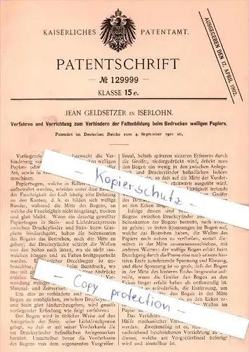 Original Patent - Jean Geldsetzer in Iserlohn , 1901 ,  !!!