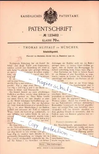 Original Patent - Thomas Hupfauf in München , 1900 , Schultafelgestell , Schule , Tafel !!!