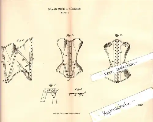 Original Patent - Silvan Meier in München , 1890 , Korsett , Corset !!!