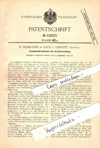 Original Patent - H. Schaffner in Caux b. Territet , 1900 , Pendel-Nivellierinstrumen t , Vermessung , Montreux !!!