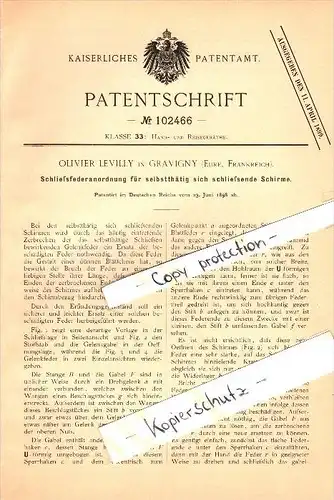 Original Patentschrift - Olivier Levilly à Gravigny pres Evreux , Eure , 1898 ,  mécanisme pour écrans !!!