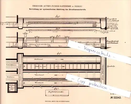 Original Patent - Dessauer Actien-Zucker-Raffinerie in Dessau , 1881 , Zuckerfabrikation !!!