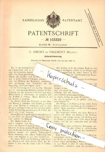 Original Patent - G. Aimont in Tirlemont / Tienen , 1897 , Steuerung für Dampfmaschinen , steam engine !!!