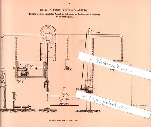 Original Patent - Dreyse & Collenbusch in Sömmerda , 1884 , Knallpatronen-Entzünder für Eisenbahn !!!