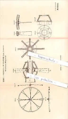 Original Patent   - E. de Perthuis à Saint-Chamond , Loire , 1886 , roue métallique !!!