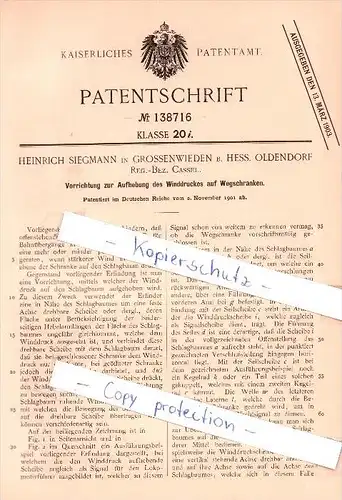 Original Patent   - H. Siegmann in Grossenwieden b. Hess. Oldendorf Reg.-Bez. Cassel , 1901 , !!!