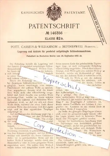 Original Patent   - Pott , Cassels & Williamson in Motherwell , Scotland , 1902 , Drive for extractors  !!!