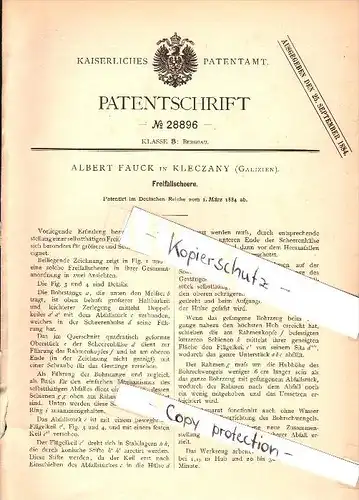 Original Patent - Albert Fauck in Kleczany , Galizien , 1884 , Freilaufscheere , Bergbau !!!