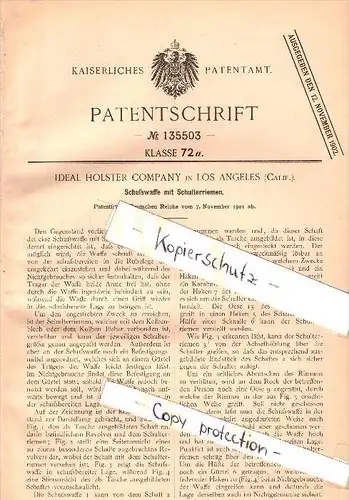 Original Patent - Schußwaffe mit Schulterriemen , 1901 , Ideal Holster Company in Los Angeles , Pistole , pistol !!!