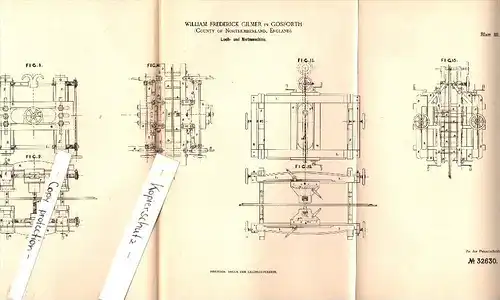 Original Patent - W. Gilmer in Gosforth , England , 1884 , Punching and riveting machine  !!!