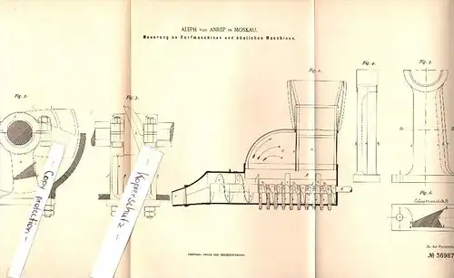 Original Patent - Aleph von Anrep in Moskau , Russland , 1885 , Torfmaschine , Torf !!!