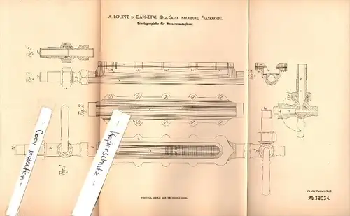 Original Patent - A. Louppe à Darnétal , Seine , 1886 , Verre de protection pour machine à vapeur !!!