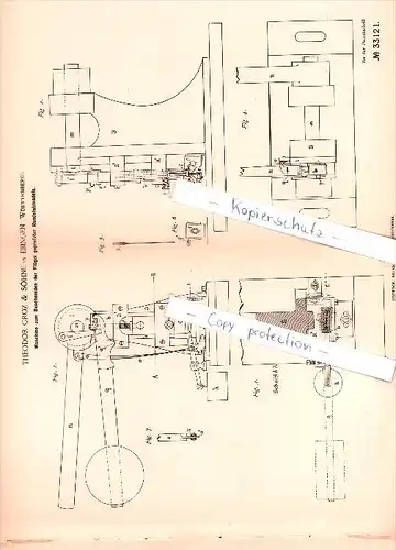 Original Patent  - T. Groz & Söhne in Ebingen , Württ. , 1885 , Maschine zur Metallbearbeitung , Albstadt , Metallbau !!