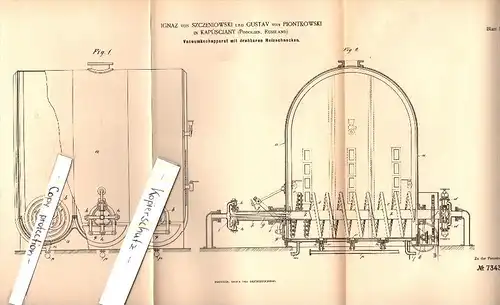 Original Patent - Ignaz von Szceniowski und Gustav von Piontkowski in Kapusciany , Russland , 1893 , Vacuumkochapparat !