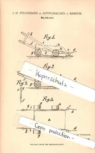 Original Patent - J.H. Strahmann in Affinghausen b. Bassum / Diepholz , 1899 , Muldbrett m Landwirtschaft , Agrar !!!