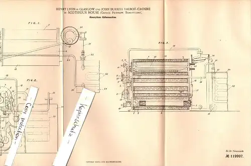 Original Patent - J. Talbot-Crosbie in Scotstoun House , Glasgow , 1899 , Absorption chiller , Scotland !!!