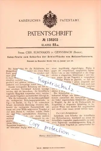 Original Patent - Firma Chr. Eisenhans in Gernsbach , Baden , 1902 , Schärfrolle zum Schärfen !!!