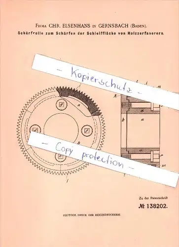 Original Patent - Firma Chr. Eisenhans in Gernsbach , Baden , 1902 , Schärfrolle zum Schärfen !!!