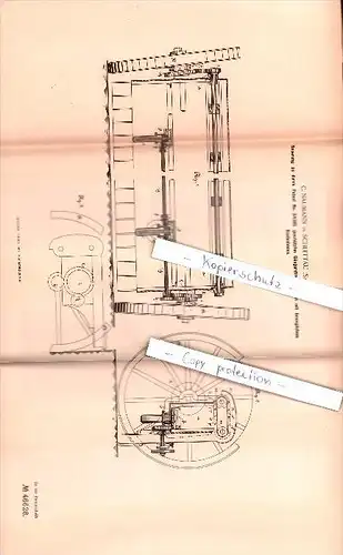 Original Patent - C. Naumann in Schlettau , 1888 , Düngerstreumaschine mit  Kastenboden , Dünger , Landwirtschaft !!!