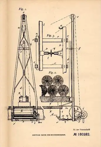 Original Patent -L. Laule in Hölzlebruck b. Titisee - Neustadt , 1905 , Kran für Lastwagen , LKW , Lastkran !!!