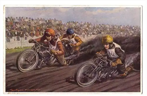 AK Bahnrennen München 1931 , Motorradrennen , Motorrad , Grasbahn , Sandbahn , Speedway , moto !!!