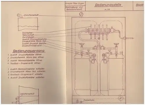 ORIGINAL Betriebsanleitung v. Kreuzer Prinz Eugen , 1940 , Gasfeuerlöschanlage , Marine , Schiff , Wehrmacht , Kiel !!!