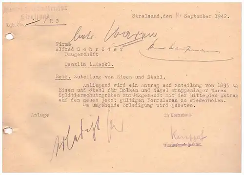 Marine - Standortbauamt Stralsund 1942 , Truppenlager - Splitterschutzgräben , Waren / Müritz , Wehrmacht , Mecklenburg
