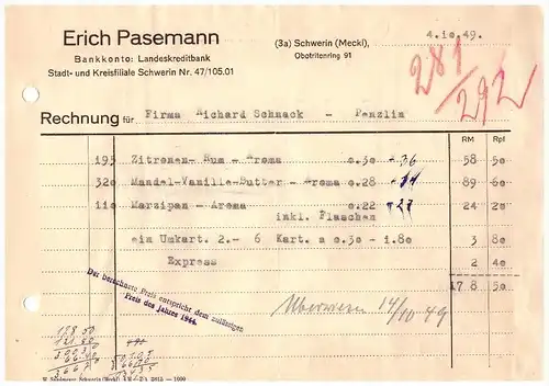 Erich Pasemann in Schwerin , 1949 , Mecklenburg !!!