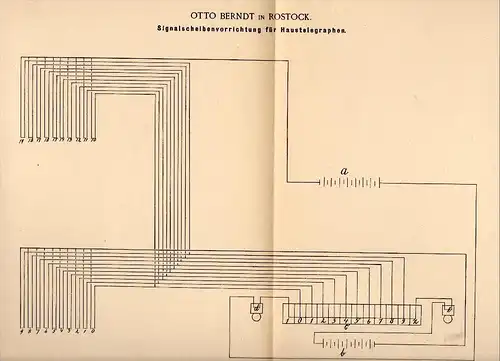 Original Patentschrift - Otto Berndt in Rostock , Mecklenburg , 1890 , Telegraphie - Signalvorrichtung , telegraphy !!