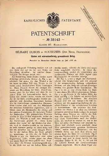 Original Patentschrift - B. Dubois dans Rousignies , Nord , 1886 , Piliers avec revêtement courbe , Architecture !!!