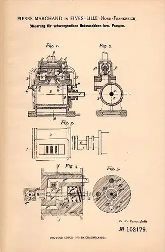 Original Patentschrift - Pierre Marchand dans Fives Lille , 1897 , Contrôle pour machines à vapeur !!!