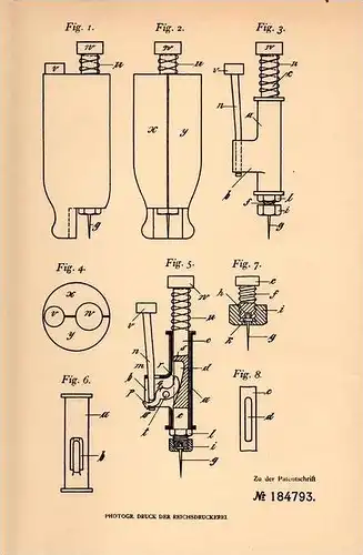 Original Patentschrift - H. Schöter in Rotthausen - Gelsenkirchen , 1906 , Schusterort mit Schlagbolzen !!!