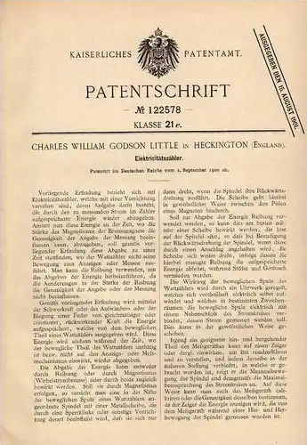 Original Patentschrift - Ch. Little in Heckington , England , 1900 , Elektricitätszähler !!!