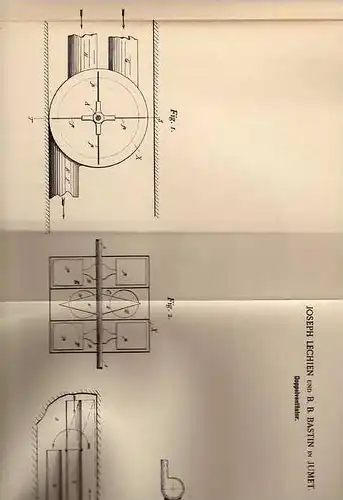 Original Patentschrift - J. Lechien in Jumet , 1897 , Doppel - Ventilator für Gruben !!!