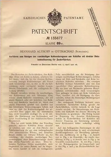 Original Patentschrift - B. Althoff in Ottmachau / Otmuchów , Schlesien , 1901 , Feuerung für Zuckerfabrik , Fabrik !!!