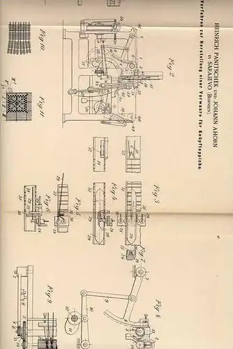 Original Patentschrift - H. Ahorn in Sarajevo , Bosnien , 1899 , Herstellung von Teppichen , Teppich , Perser !!!